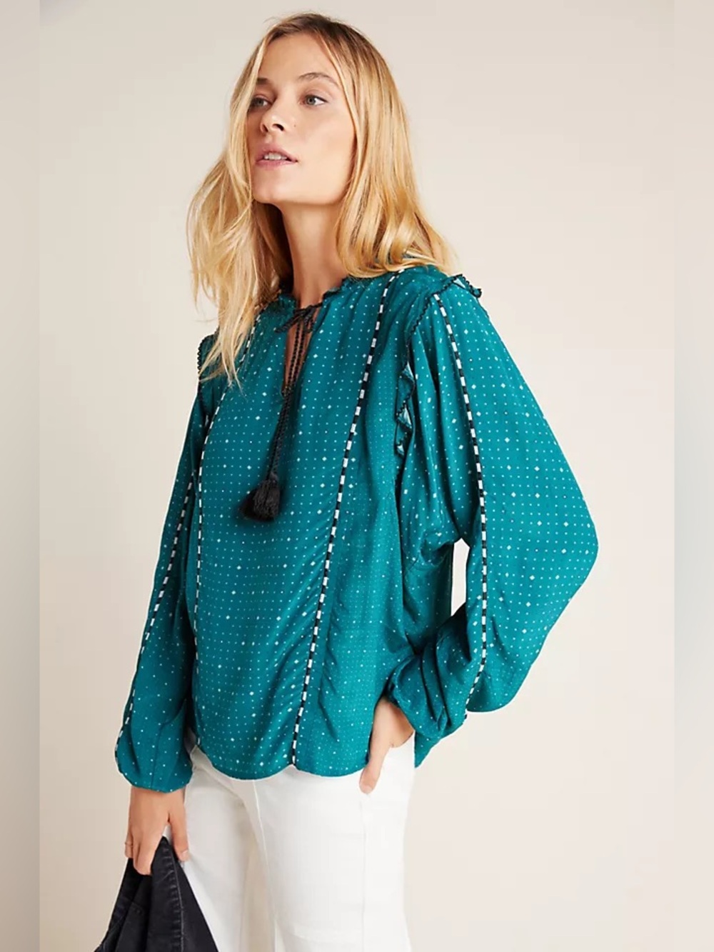 Anthropologie DOLAN Collection Lucille Embroidered Peasant Blouse - Small